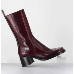Boots Bout Carre Bordeaux & Surpiqures Orange - Mariela Burgundy Boots
