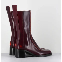 Boots Bout Carre Bordeaux & Surpiqures Orange - Mariela Burgundy Boots