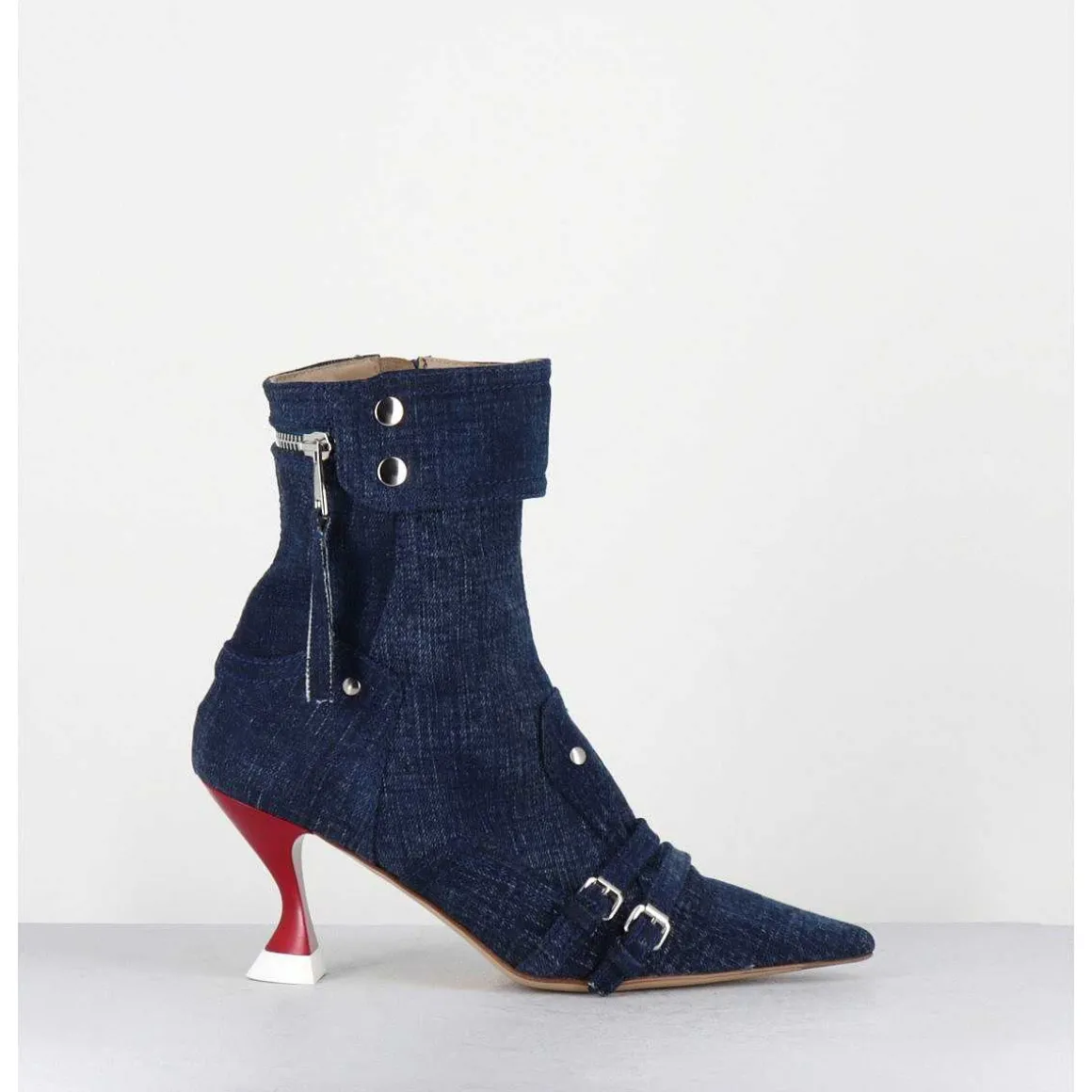 Boots Bout Pointu En Jean & Talon Rouge - A5404 Lovely Nk