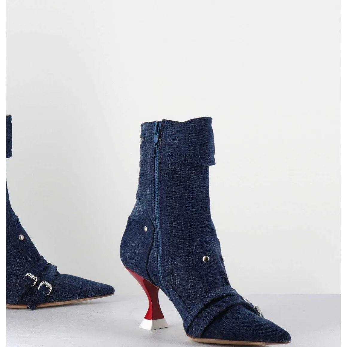 Boots Bout Pointu En Jean & Talon Rouge - A5404 Lovely Nk