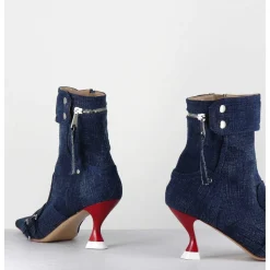 Boots Bout Pointu En Jean & Talon Rouge - A5404 Lovely Nk