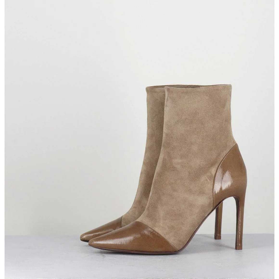 Boots Bout Pointu Talon Haut Bi-Matiere - 11444 Dafne Olmo