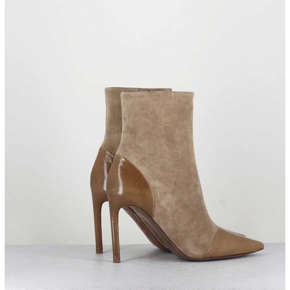 Boots Bout Pointu Talon Haut Bi-Matiere - 11444 Dafne Olmo