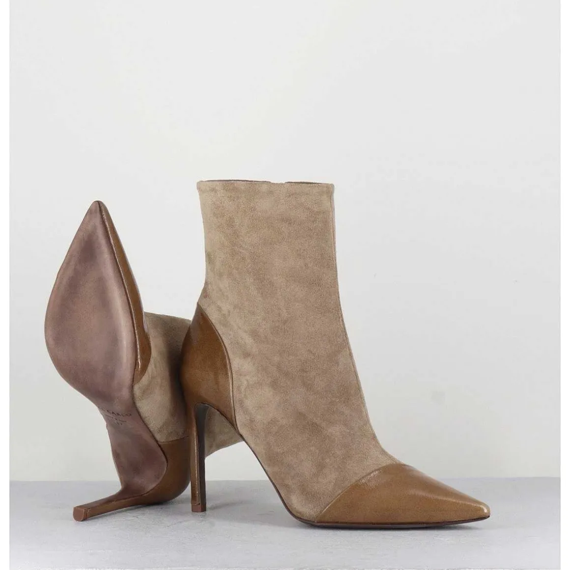 Boots Bout Pointu Talon Haut Bi-Matiere - 11444 Dafne Olmo
