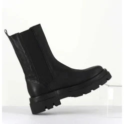 Boots Chelsea Bout Carre Cuir Noir - Diwan Nero