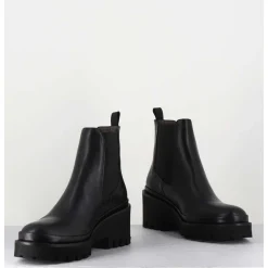 Boots Chelsea En Cuir Noir & Semelle Micro - Bradi Calf Nero