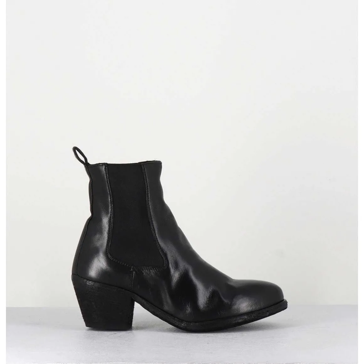 Boots Chelsea En Cuir Noir Esprit Santiag - Sherry 002 Nero