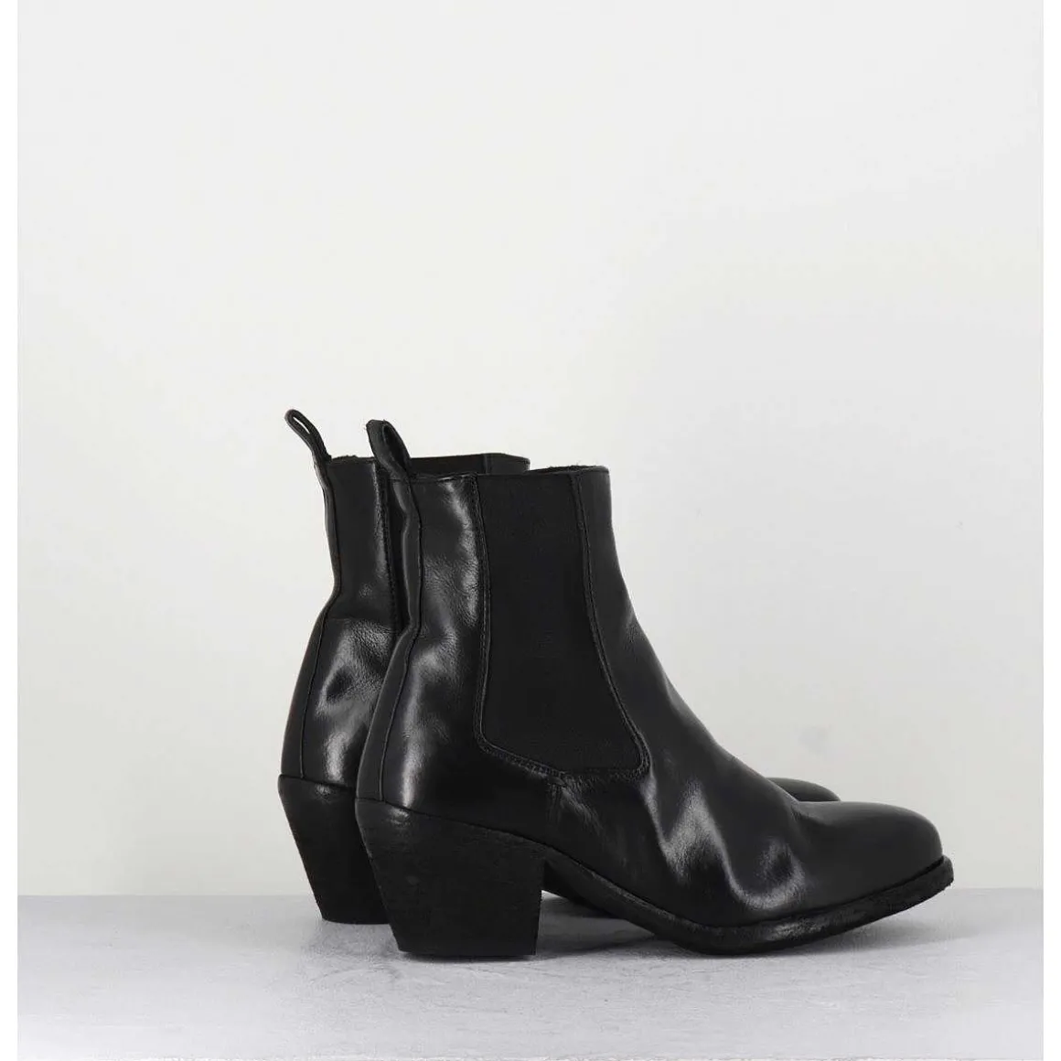 Boots Chelsea En Cuir Noir Esprit Santiag - Sherry 002 Nero