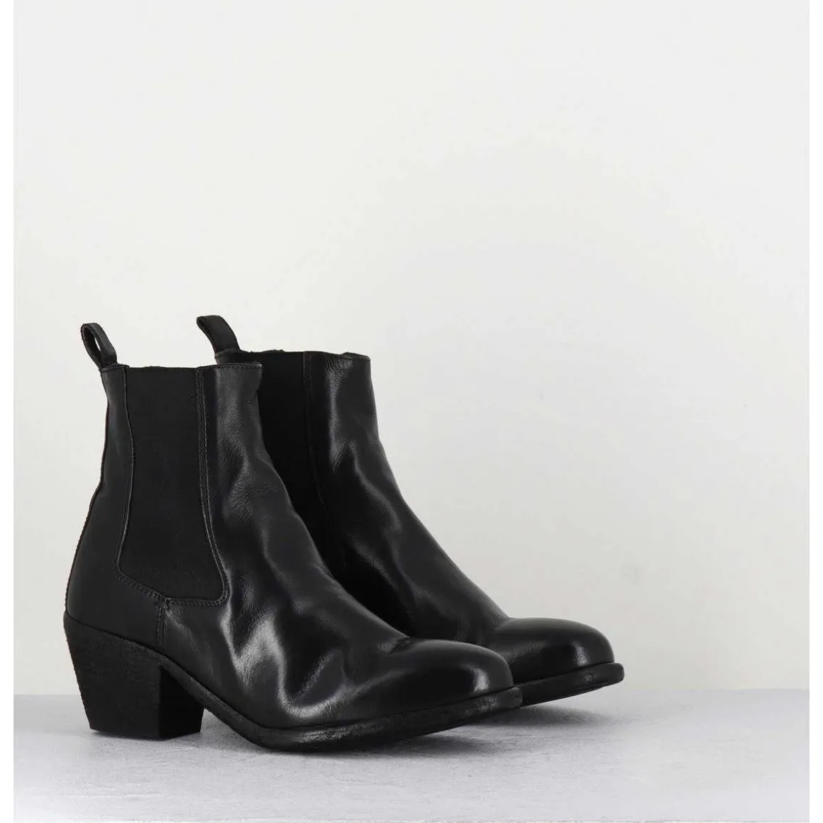 Boots Chelsea En Cuir Noir Esprit Santiag - Sherry 002 Nero