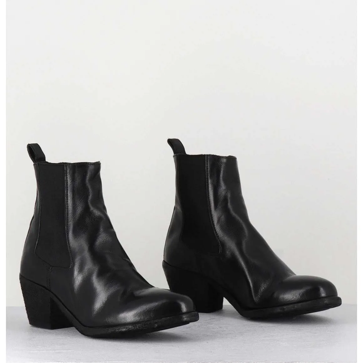 Boots Chelsea En Cuir Noir Esprit Santiag - Sherry 002 Nero