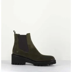 Boots Chelsea En Daim Kaki & Semelle Micro - Bradi Oil Militare
