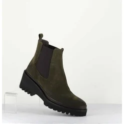 Boots Chelsea En Daim Kaki & Semelle Micro - Bradi Oil Militare