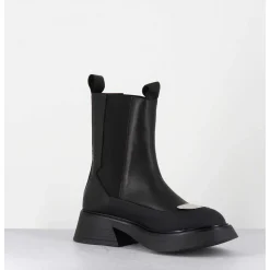Boots Chelsea Legeres Cuir Noir & Bout Metal - Bike Savana Nero
