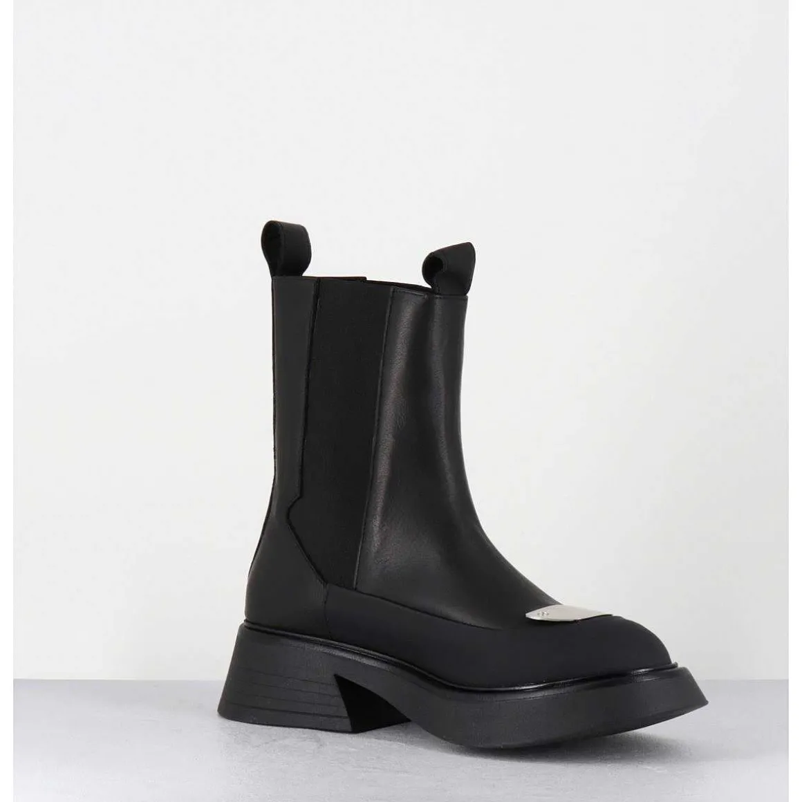 Boots Chelsea Legeres Cuir Noir & Bout Metal - Bike Savana Nero