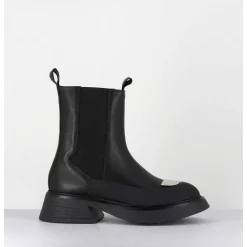 Boots Chelsea Legeres Cuir Noir & Bout Metal - Bike Savana Nero