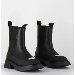 Boots Chelsea Legeres Cuir Noir & Bout Metal - Bike Savana Nero