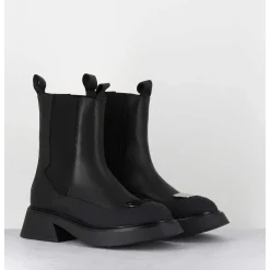 Boots Chelsea Legeres Cuir Noir & Bout Metal - Bike Savana Nero