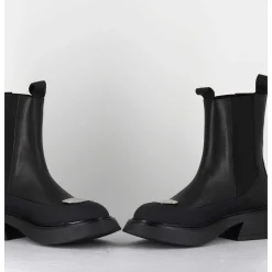 Boots Chelsea Legeres Cuir Noir & Bout Metal - Bike Savana Nero