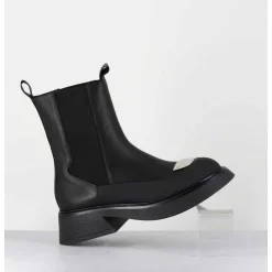 Boots Chelsea Legeres Cuir Noir & Bout Metal - Bike Savana Nero