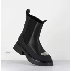 Boots Chelsea Legeres Cuir Noir & Bout Metal - Bike Savana Nero