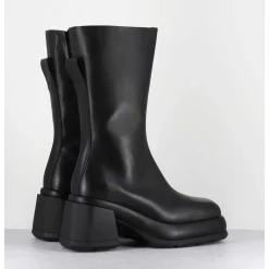 Boots Chunky En Cuir Noir Look 90S - Cassia Black Boots