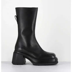 Boots Chunky En Cuir Noir Look 90S - Cassia Black Boots