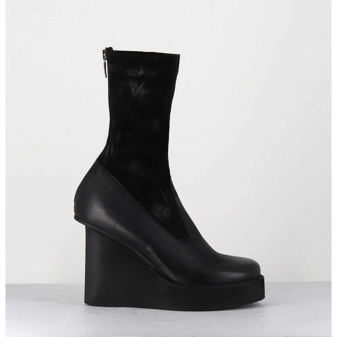 Boots Compensees Cuir Noir & Talon Destructure - 3785 Gas Nero