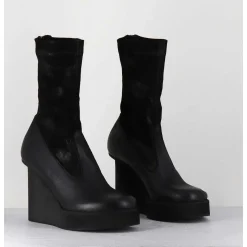 Boots Compensees Cuir Noir & Talon Destructure - 3785 Gas Nero