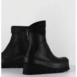 Boots Compensees Destructuree En Cuir Noir - 4562 Gas Nero