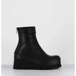 Boots Compensees Destructuree En Cuir Noir - 4562 Gas Nero
