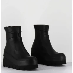 Boots Compensees Destructuree En Cuir Noir - 4562 Gas Nero