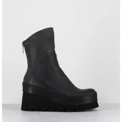 Boots Compensees Destructuree En Cuir Anthracite - 4562 Gas Londra