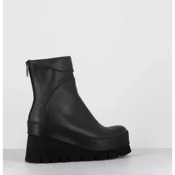 Boots Compensees Destructuree En Cuir Anthracite - 4562 Gas Londra
