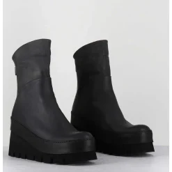Boots Compensees Destructuree En Cuir Anthracite - 4562 Gas Londra