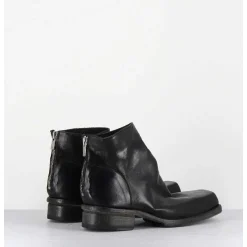 Boots Courtes En Cuir Lave Noir - 51617 Horse Washed