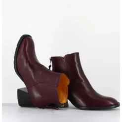 Boots Courtes En Cuir Souple Bordeaux - W230427 Seta Rubino