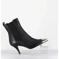 Boots Cuir Bleu Nuit Pointe Doree - Nako Nappa Dark Navy