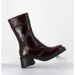Boots Cuir Bordeaux Surpiqures 90'S - Malene Burgundy Boots