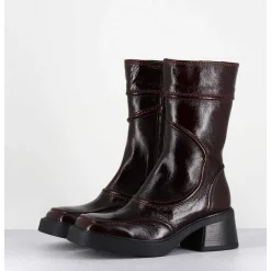 Boots Cuir Bordeaux Surpiqures 90'S - Malene Burgundy Boots