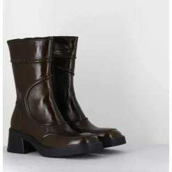 Boots Cuir Brillant Khaki 90'S - Malene Khaki Boots