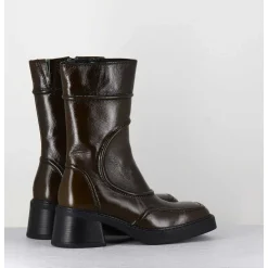 Boots Cuir Brillant Khaki 90'S - Malene Khaki Boots