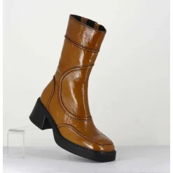 Boots Cuir Camel Surpiqures 90'S - Malene Sand Boots