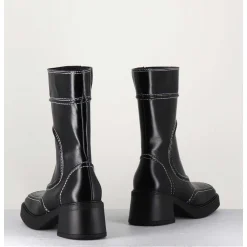 Boots Cuir Noir Surpiqures 90'S - Malene Black Ankle Boots
