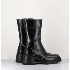 Boots Cuir Noir Surpiqures 90'S - Malene Black Ankle Boots