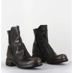 Boots Doublie-Zip En Cuir Use Marron - 50993 Horse Nappa