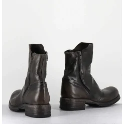 Boots Doublie-Zip En Cuir Use Marron - 50993 Horse Nappa