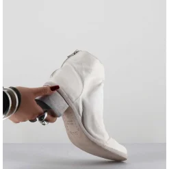 Boots En Cuir Blanc Lave Ligne Avant-Garde - 51617 Bianco Washed