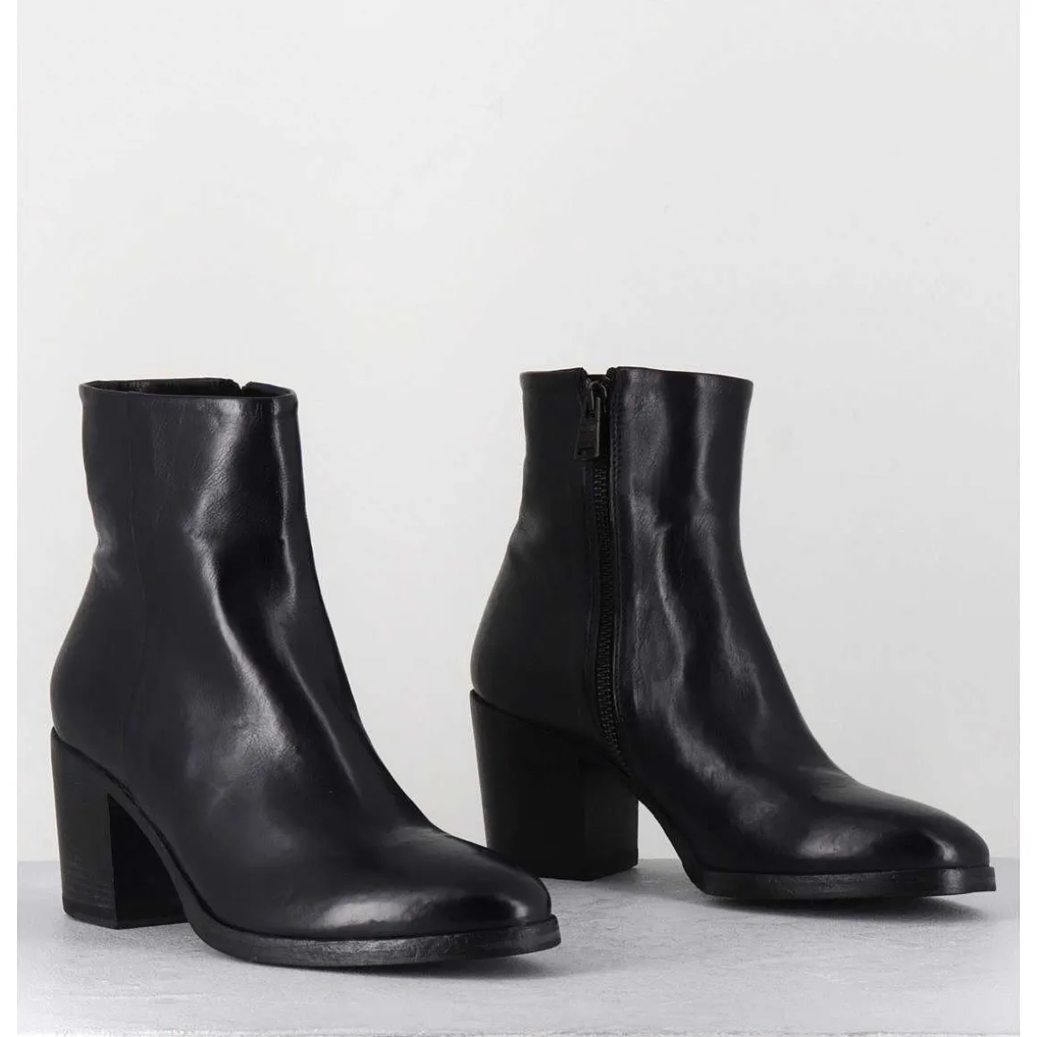 Boots En Cuir Bleu Marine - Kmag11036 Cobalto