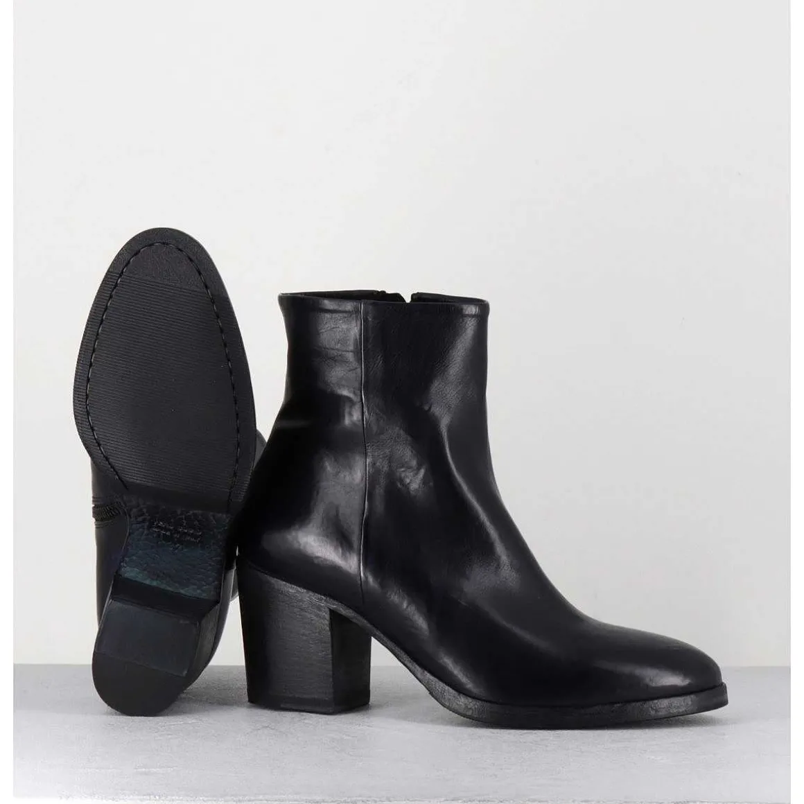 Boots En Cuir Bleu Marine - Kmag11036 Cobalto