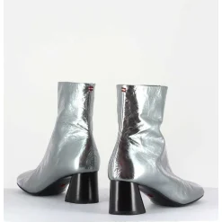 Boots En Cuir Froisse Metallise Argent - Odile02 Metal